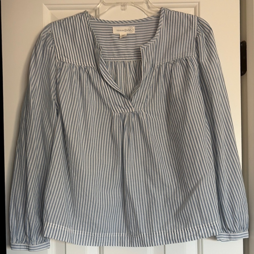 Treasure & Bond Blue and White Striped Blouse